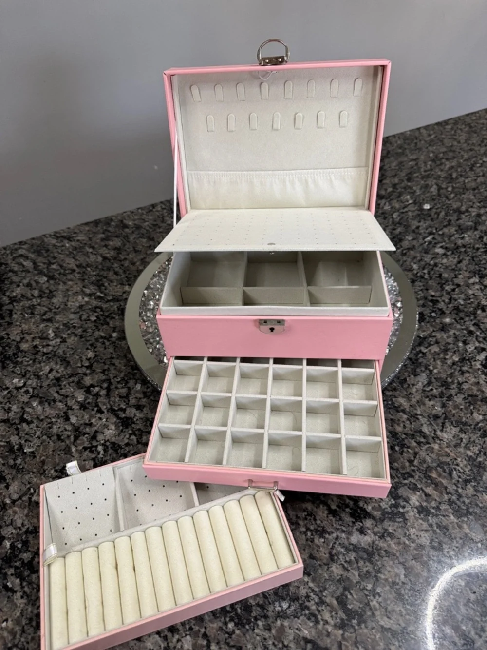 Pink Jewelry Box Storage Organizer - Elegant Jewelry Case